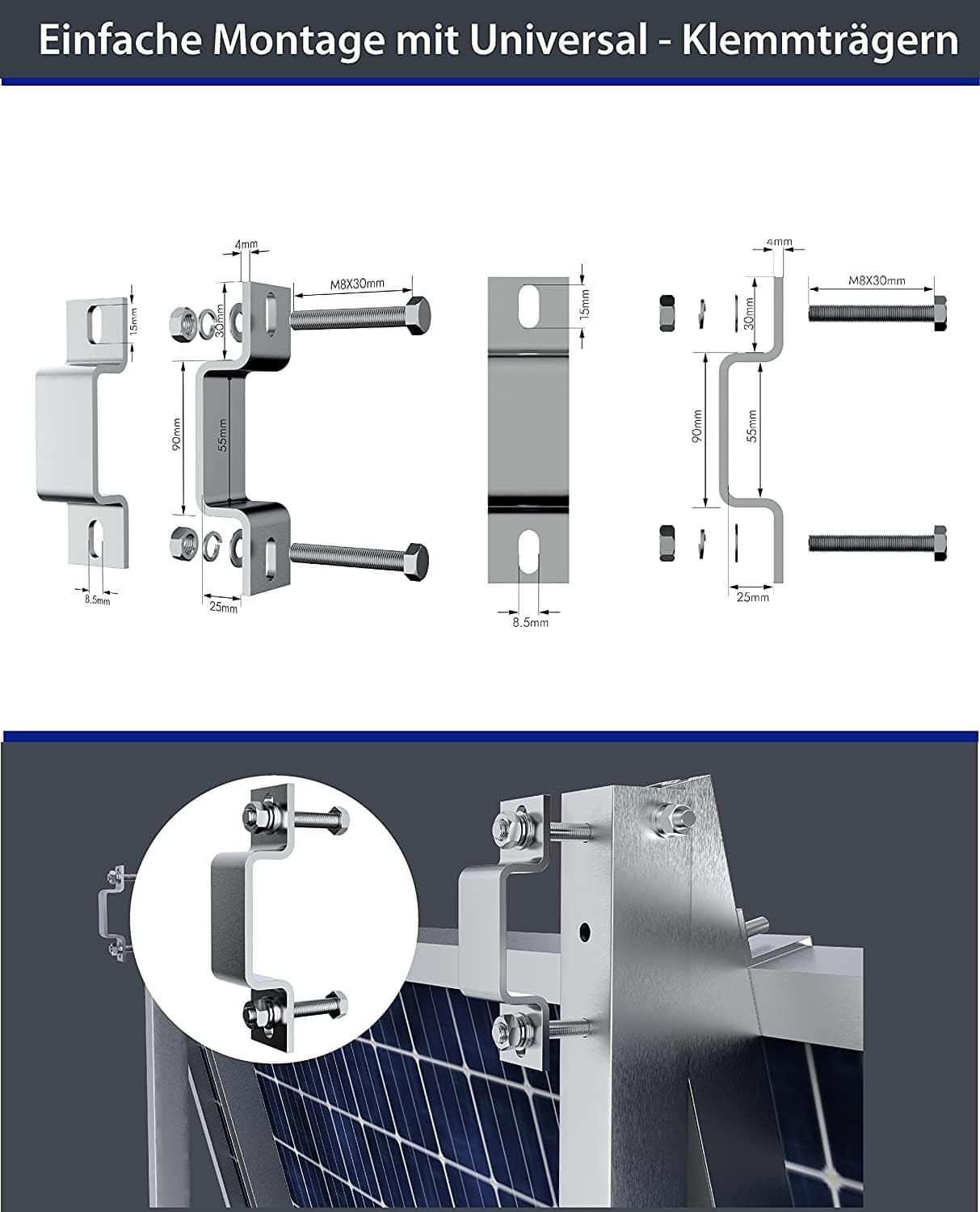 Balkonkraftwerk Halterung für rechteckige Balkon Geländer 2-set – Bild 7