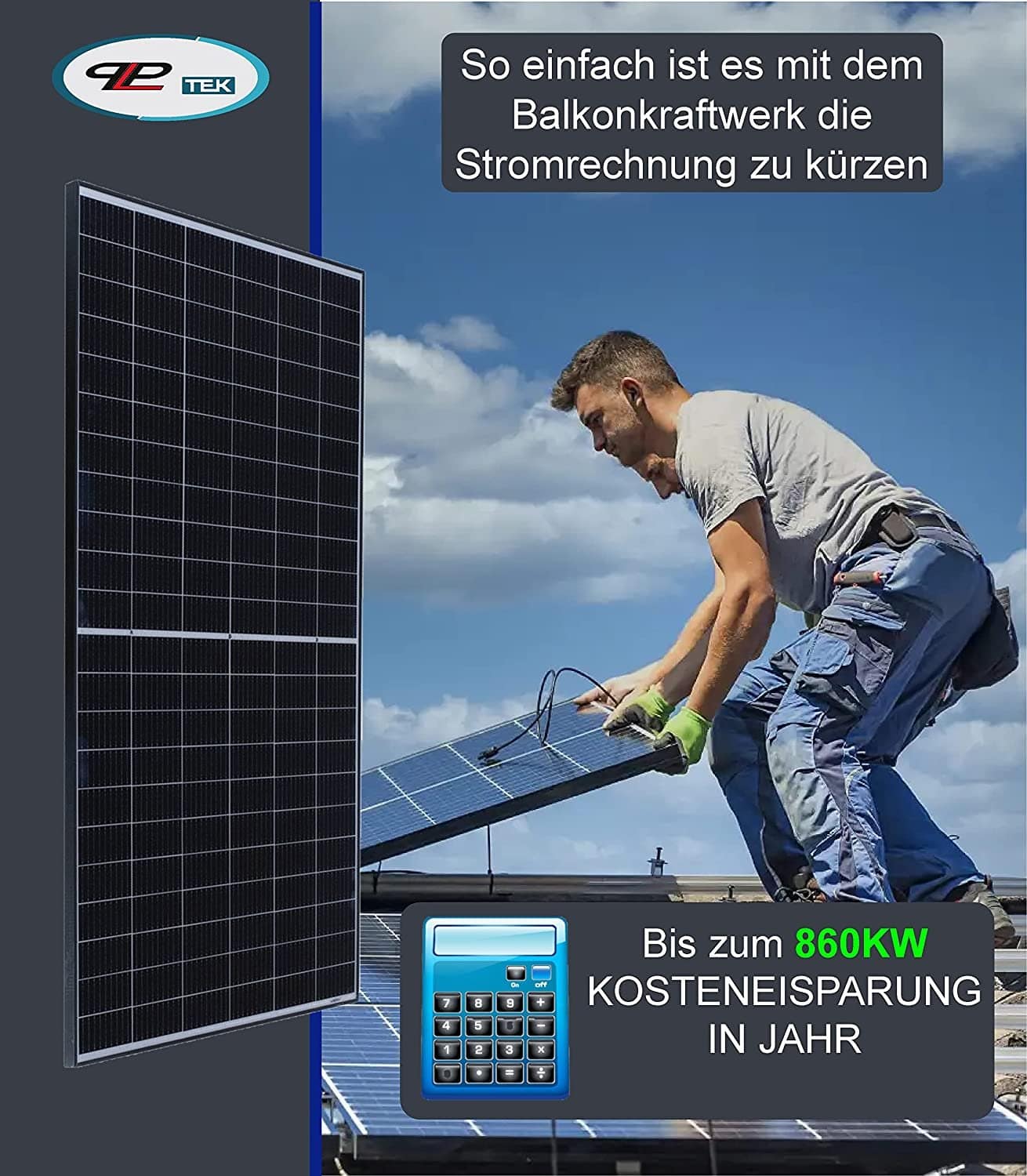 Balkonkraftwerk 1345Wp Ja Solar mit Growatt 800W ‪für Balkon – Bild 2