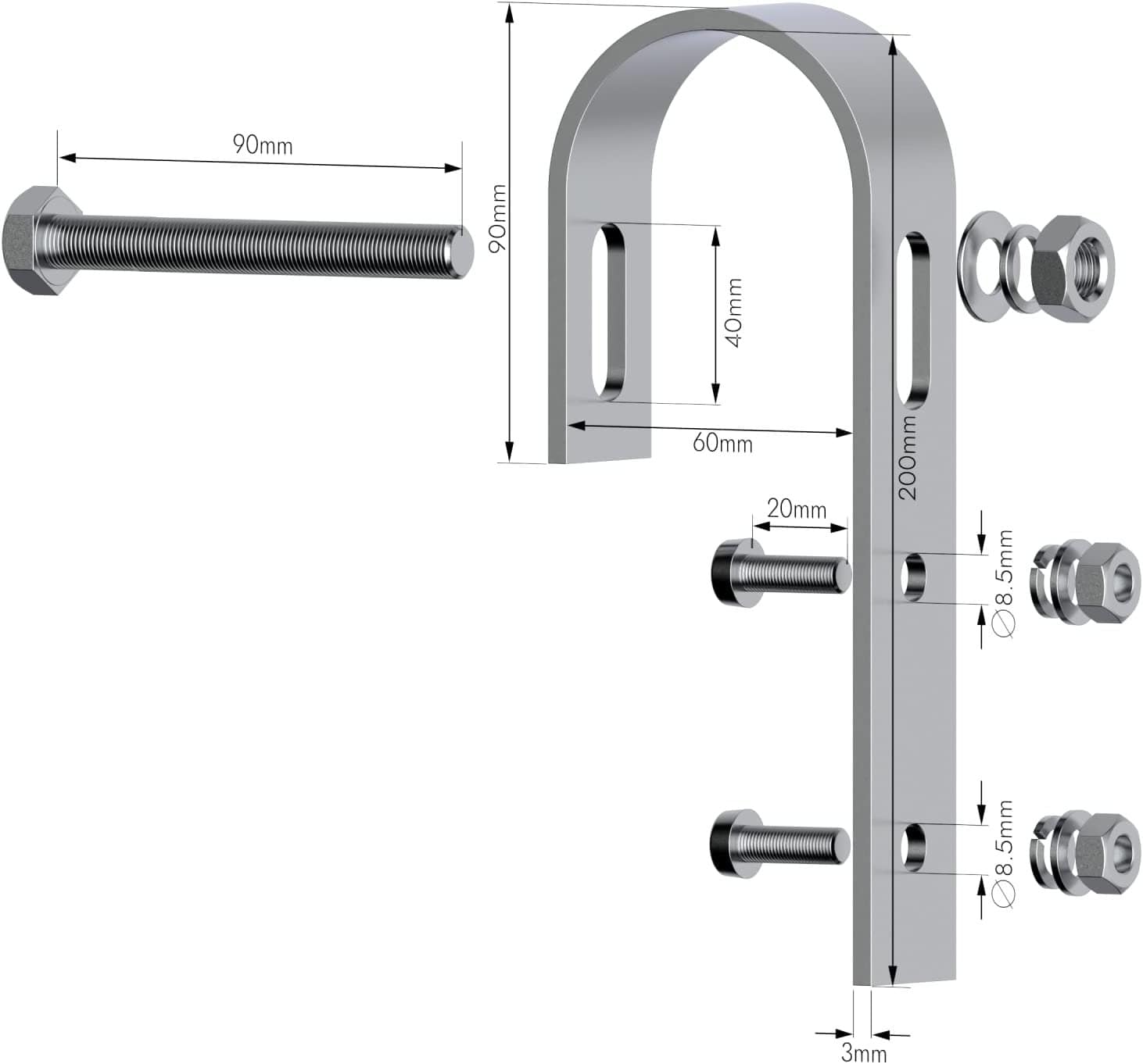 2x Montage Haken für Balkongeländer Halter für PV Modul Geländerprofil Balkonkraftwerk (Haken Set Runde Geländer, 1) – Bild 2
