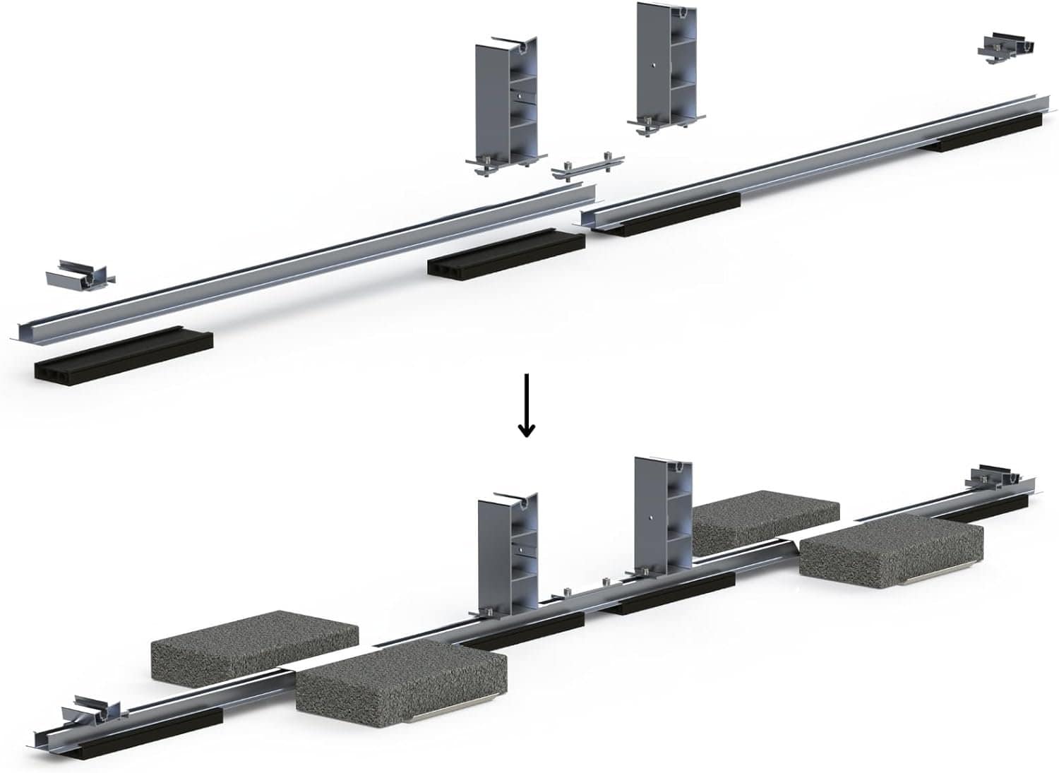Montageset für 4 Solarmodule für Flachdach – Bild 2