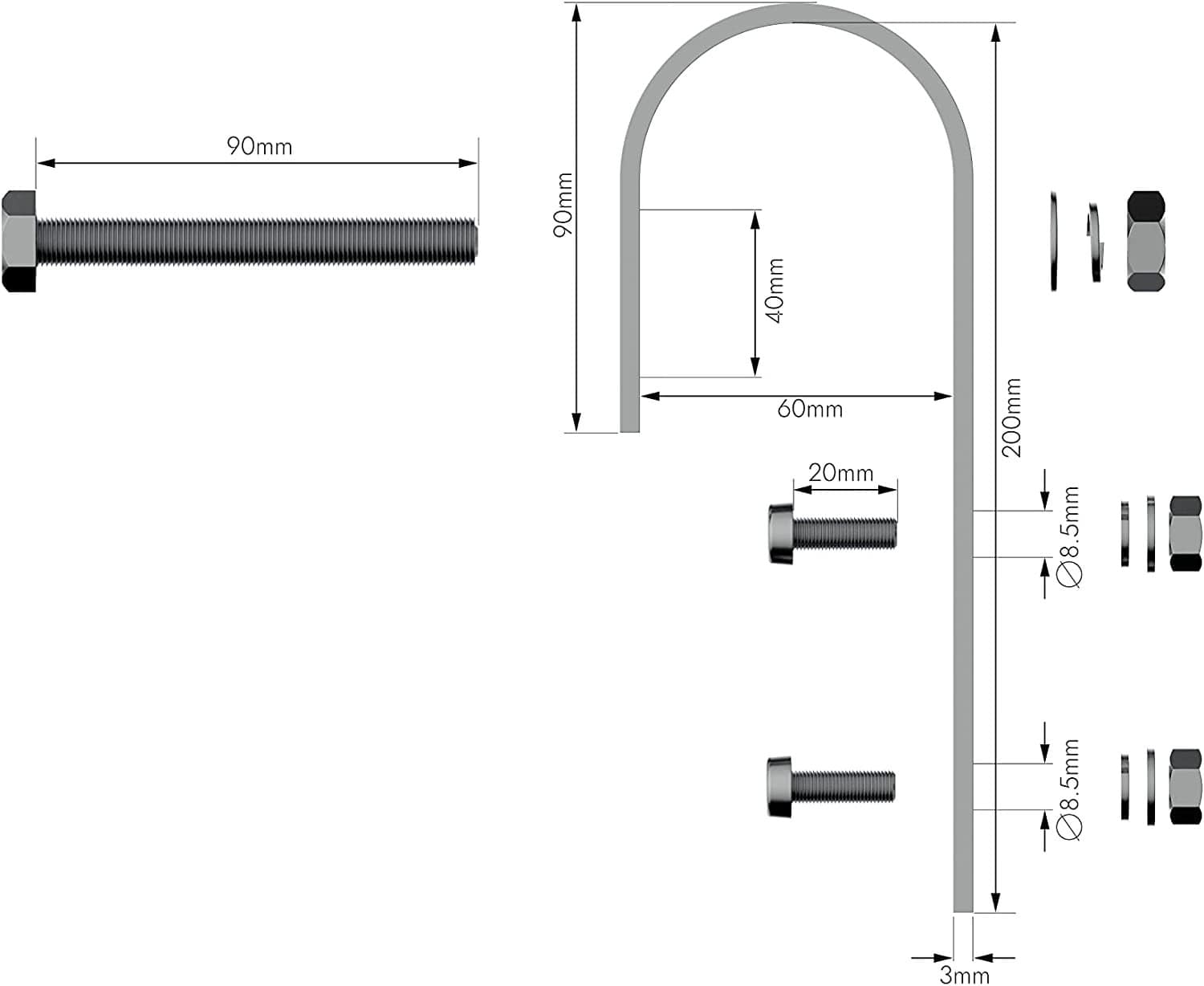 2x Montage Haken für Balkongeländer Halter für PV Modul Geländerprofil Balkonkraftwerk (Haken Set Runde Geländer, 1) – Bild 3