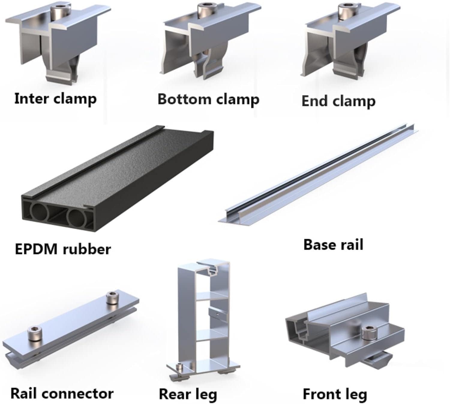 Montageset für 4 Solarmodule für Flachdach – Bild 3