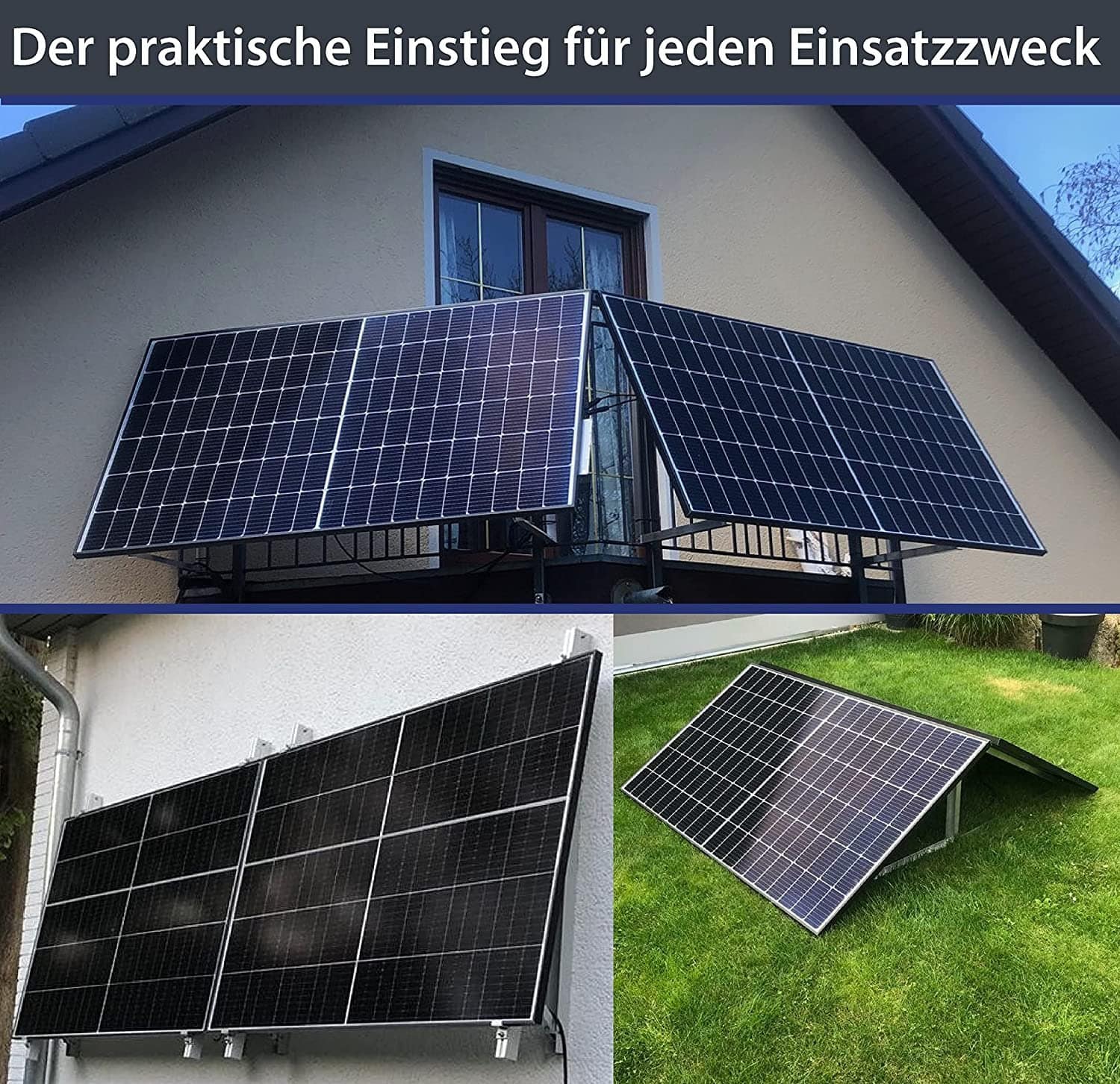 Balkonkraftwerk Halterung für rechteckige Balkon Geländer 2-set – Bild 5