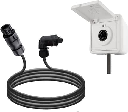 Balkonkraftwerk Wieland Steckdose Einspeisesteckdose für Deye Hoymiles Wechselrichter (5m Kabel, Wieland Gesis Aufputz mit 90º Stecker)