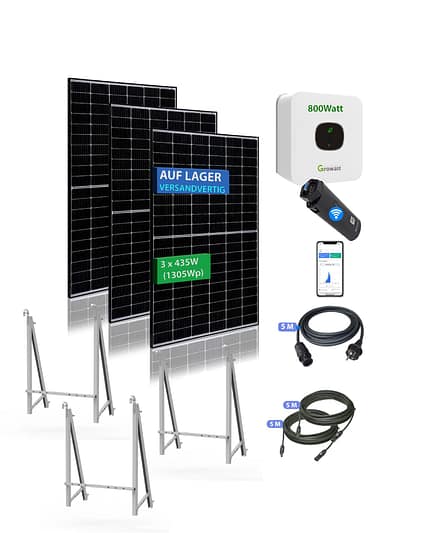 Balkonkraftwerk 1345Wp Ja Solar mit Growatt 800W für Balkon