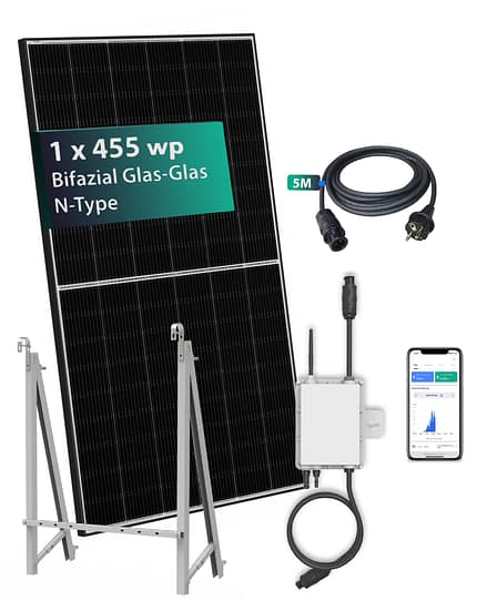 Balkonkraftwerk 455Wp JA Solar Bifazial Glas-Glas / 300 W DEYE 300W