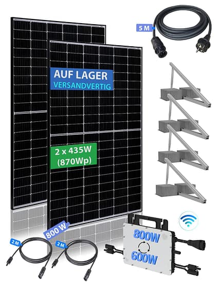 Balkonkraftwerk 870Wp Jinko Solar / 800 W Hoymiles für Flachdach mit Ballastierung