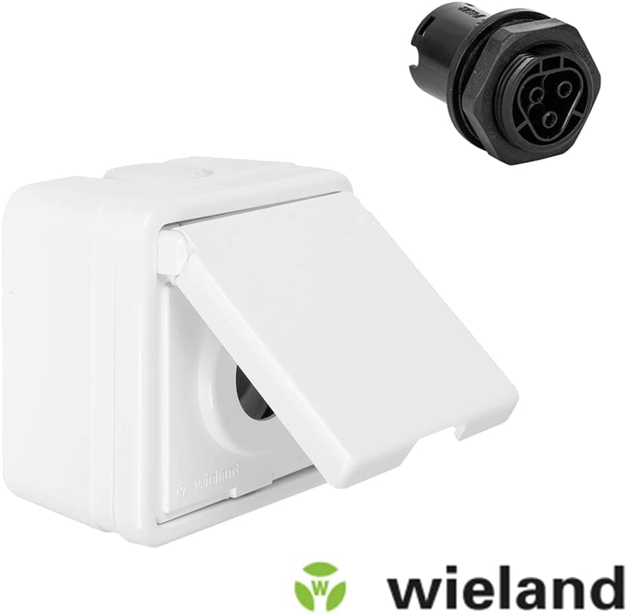Balkonkraftwerk Wieland Steckdose Einspeisesteckdose für Deye Hoymiles Wechselrichter (5m Kabel, Wieland Gesis Aufputz mit 90º Stecker) – Bild 2